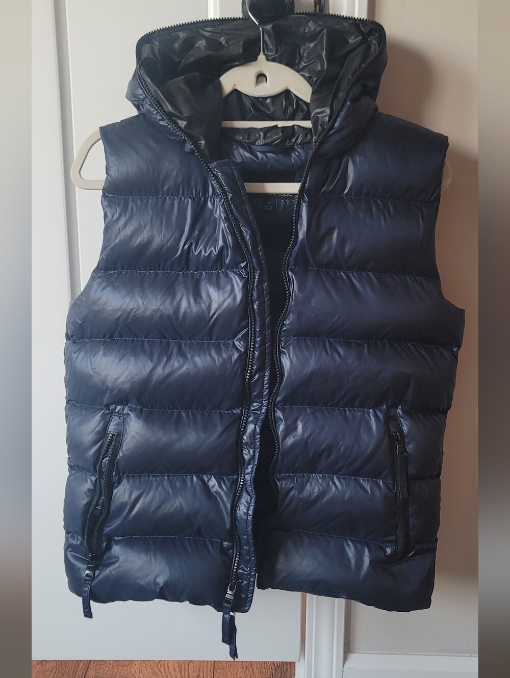 Banana Republic Navy Quilted Hooded Puffer Vest